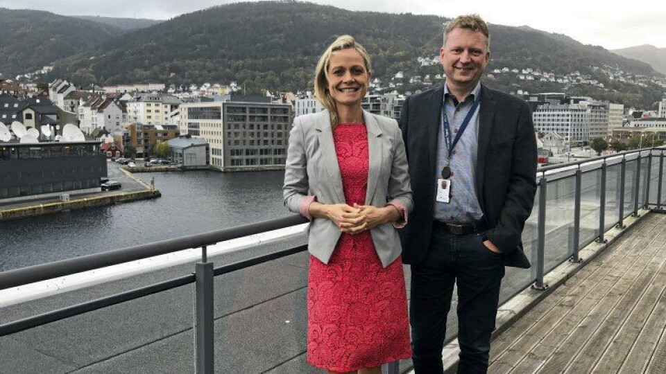 - BKK og Bergen Havn etablerer felles selskap og skal bygge Europas største landstrømanlegg til cruise, sier konserndirektør Innovasjon og Utvikling i BKK Ingrid von Streng Velken og havnedirektør Johnny Breivik.