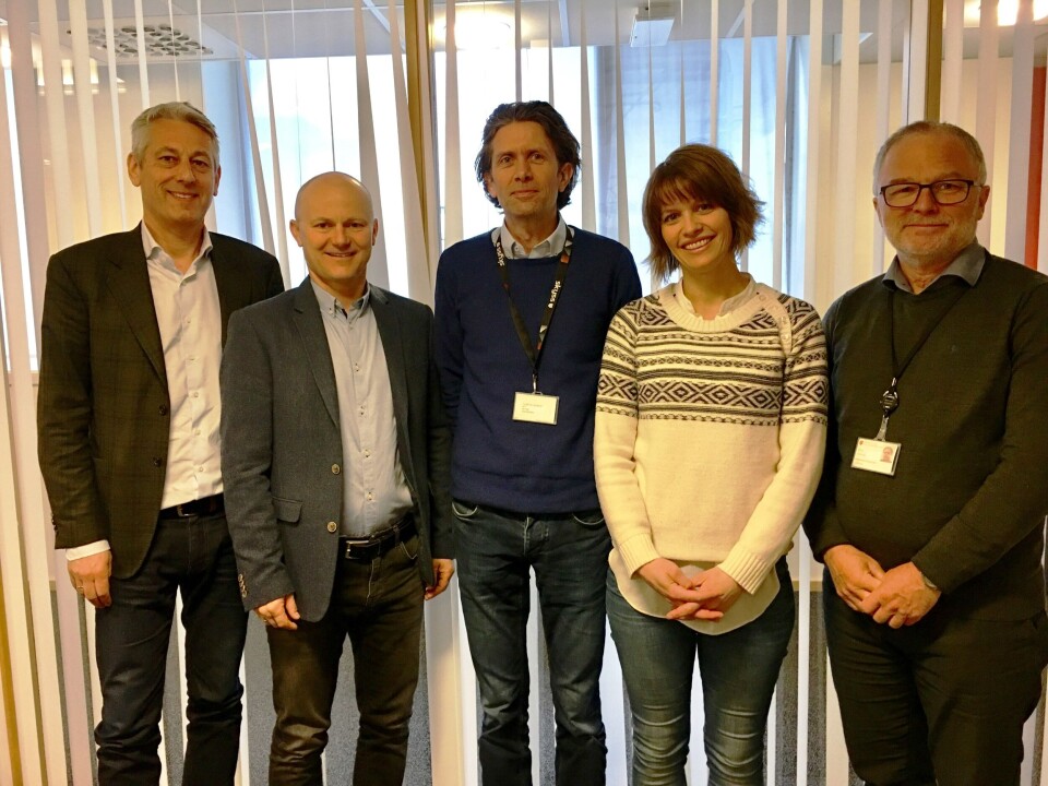 F.v Kjetil Førsvoll (Boreal), Ivan Fossan (Boreal), Karl Inge Nygård (Skyss), Åshild Fossgard Sandøy (Skyss) og Oddmund Sylta (Skyss).  Foto: Skyss