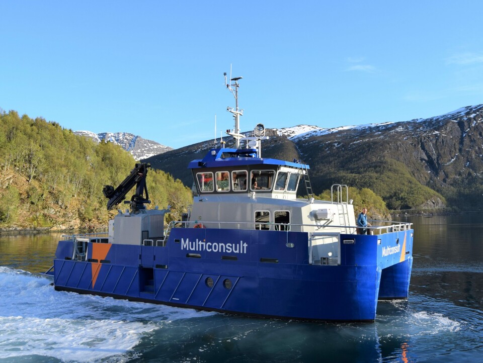 'Geo Cat' er det andre borefartøyet Grovfjord Mek bygger for Multiconsult. Foto: Grovfjord Mek. Verksted