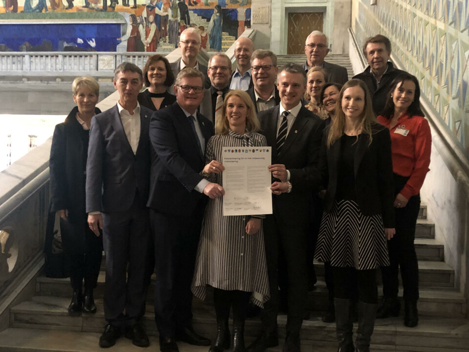 Ordførere fra store norske cruisedestinasjoner samlet seg i dag i Oslo og la frem 14 skjerpede miljøkrav til cruiseindustrien. Foto: Ninja Sandemose.