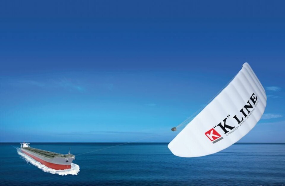 Slik ser det ut på når store handelsskip får hjelp av vindkraft. Foto: Airseas