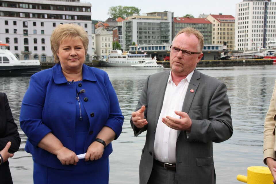 Erna Solberg og Per Sandberg. Foto: Vibeke Blich
