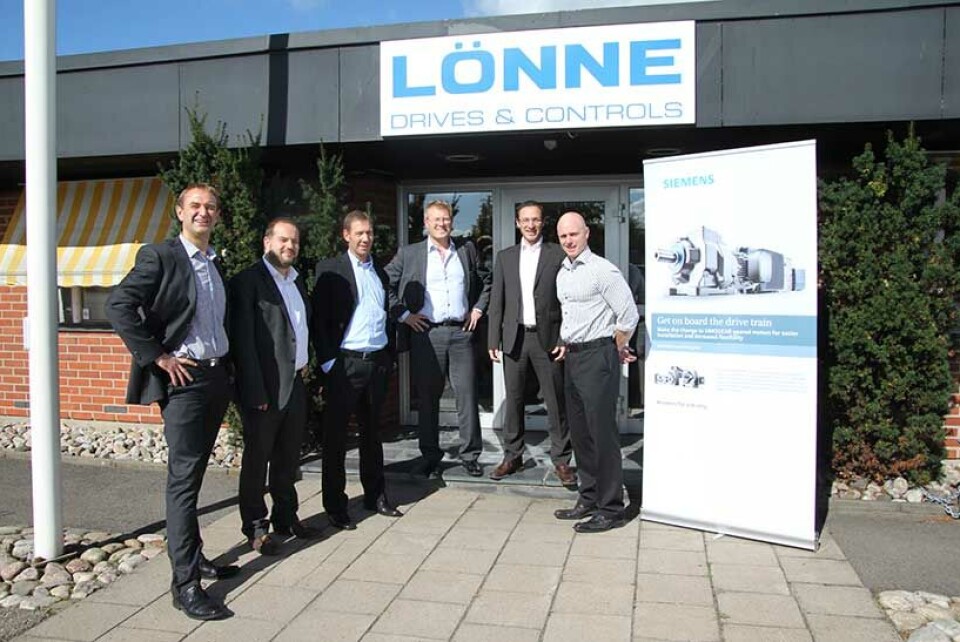 Fra venstre til høyre: Frank Golüke og Andreas Michalik fra Siemens, Göran Friman og Ole Jacob Myre fra Lönne, Martin Hammer fra Siemens, Jørgen Ottosen fra Lönne.