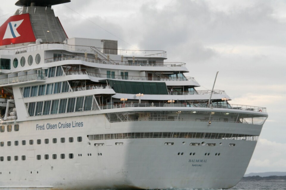 Fred. Olsen gruppen her representert ved den noe tilalderskomne M/S 'Balmoral'. Foto: Asle Strønen
