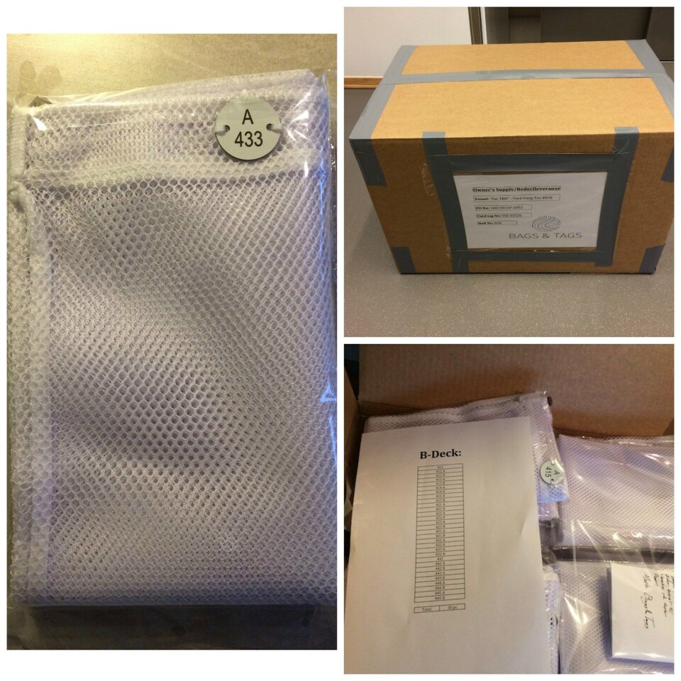 Klargjøring av leveranse til 'Far Superior' midt i eksamenstiden. Foto: Molver Bags & Tags