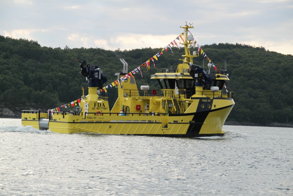 FMV Bygg 218 «NIKLAS», ble overlevert til Finnsnes Dykk & Anleggservice AS 22 juni 2016. Foto: FMV