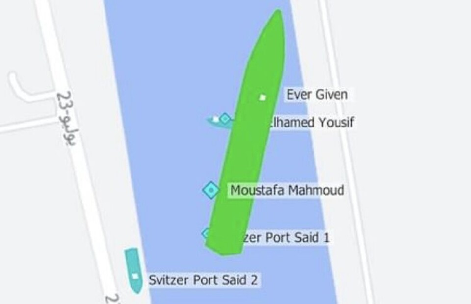 Skipet som blokkerte Suez er løst. Foto: Marine Traffic.