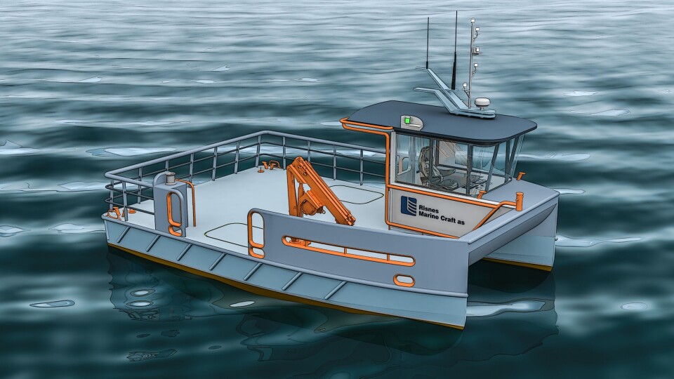 Arbeidsbåtene som har fått navnet «Kalvene» skal ferdigstilles ved Rosendal Marineservice, før de går til oppdrettsselskapet Tombre-gruppen i august 2017. Foto: RMC