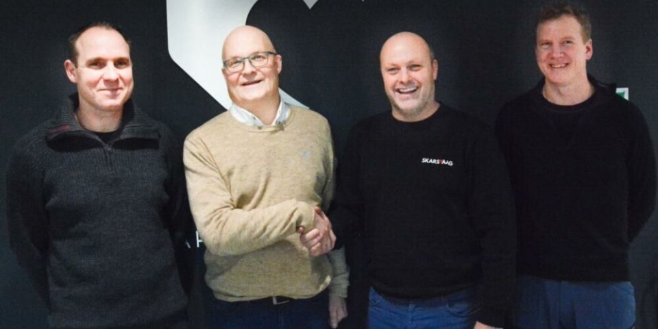 Kent Roger Wahlvåg (avdelingsleder for miljø i Åkerblå), Roger Sørensen (administrerende direktør i Åkerblå), Kai-Egil Skarsvåg (daglig leder i Skarsvåg Boats) og Espen Nordhammer (båtansvarlig i Åkerblå). Pressefoto
