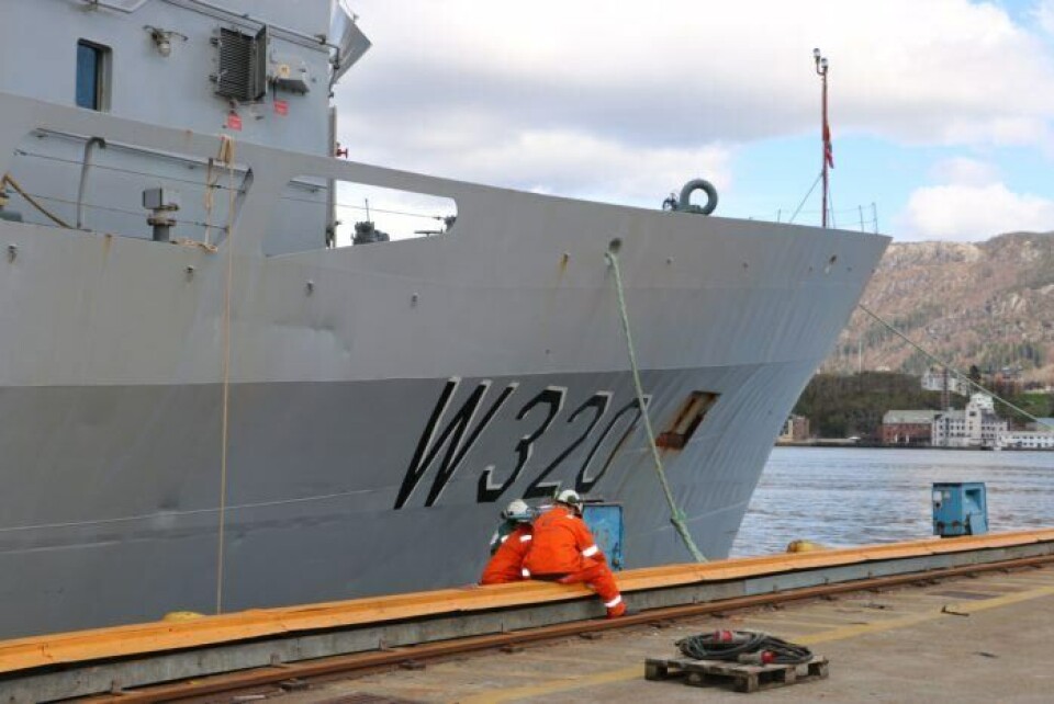 W320 - KV Nordkapp ved verftet på Laksevåg. Arkivfoto: Vibeke Linn Blich