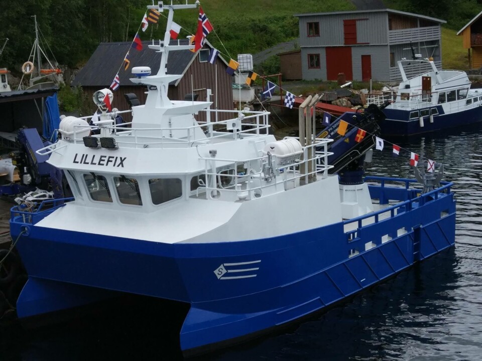 Røkterbåten Lillefix levert av Sletta Verft, skal operere på lokaliteten Storevika for Gildeskål Forskningstasjon. Foto: Sletta Verft.
