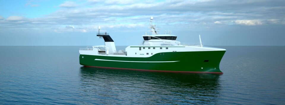 Oslo-firmaet TMC Compressors skal levere e det marine trykkluftanlegget til en hekktråler som Vard bygger for Nergård Havfiske. Illustrasjon: Vard