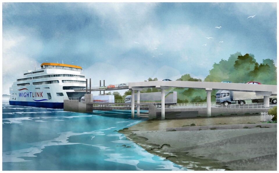 Sketch of the Wightlink ferry loading at the Fishbourne terminal, Isle of Wight