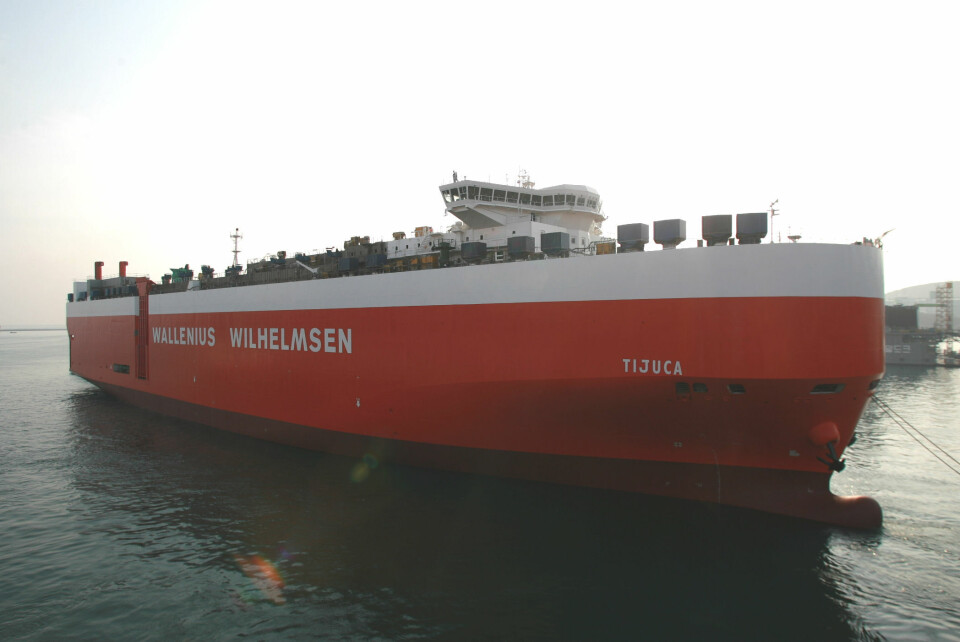 Arkivfoto fra Skipsrevyen utgave 2/2009, vi siterer: “Large Car Truck Carrier M/S «TIJUCA» ble levert fra Daewoo Shipbuilding & Marine Engineering i Sør-Korea til Wilhelmsen Lines Shipowning AS den 19. desember 2008 som verftets byggenummer 4451. Skipet er det første skipet av denne typen som er bestilt av Wilh. Wilhelmsen og skal opereres av Wallenius Wilhelmsen Logistics der førstnevnte har 50 prosent eierinteresse.”
