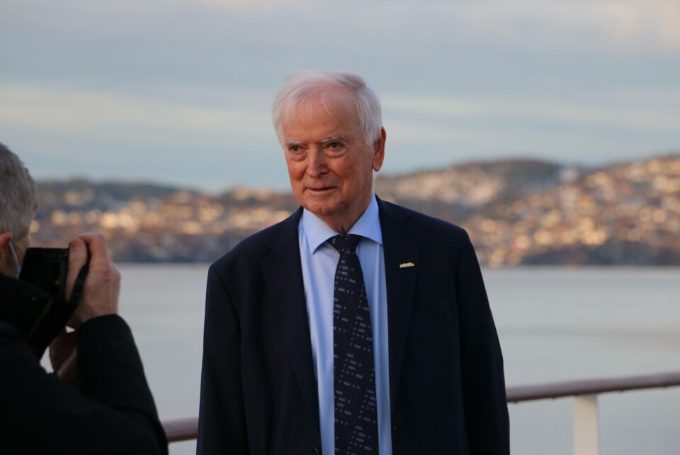 En stolt reder, Per Sævik, kunne fredag endelig vise fram sitt nye skip for media. Foto: Helge Martin Markussen