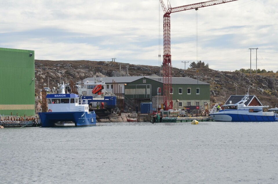 Arkivfoto: Ørnli Slipp. Til venstre ligger 'Marion' og til h. 'Frøyskarv', begge levert i løpet av 2015.
