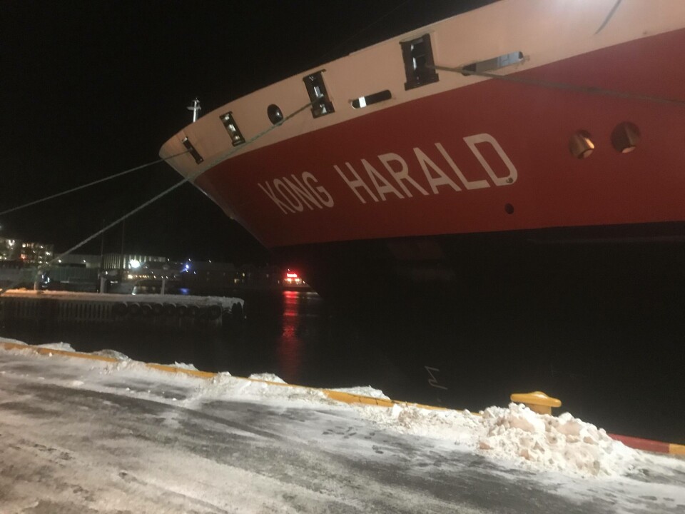 Hurtigrutens skip MS «Kong Harald» er oppkalt etter Norges Konge. Video: Sigbjørn Larsen
