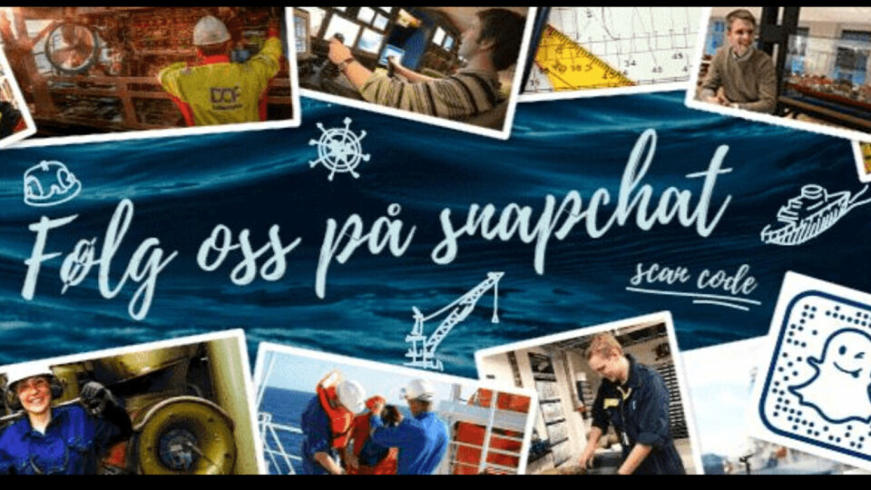 Unge norske sjøfolk er på snapchat i regi av prosjektet Maritim Karriere.