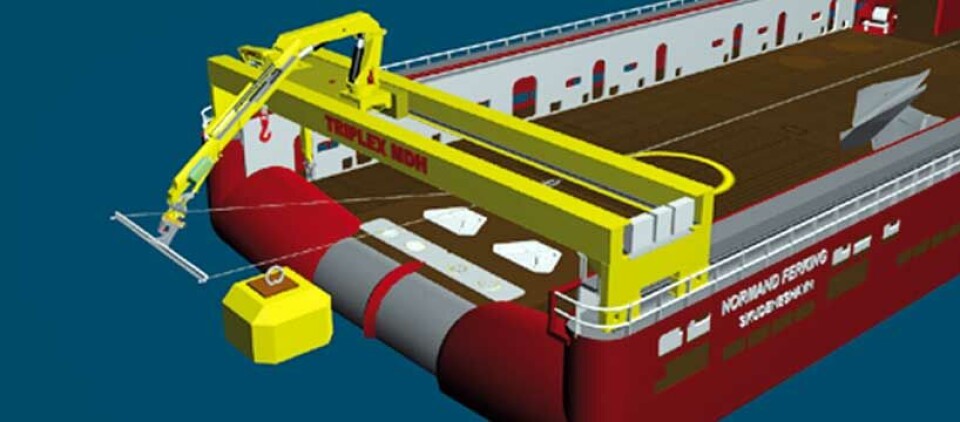Triplex anchor handling equipment (Shark Jaws and Towing Pins).