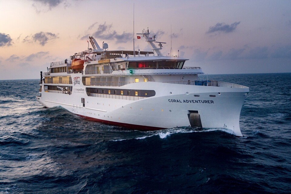 Det nye fartøyet 'Coral Geographer' bygges etter samme design som forgjengeren 'Coral Adventurer'. Foto: Vard