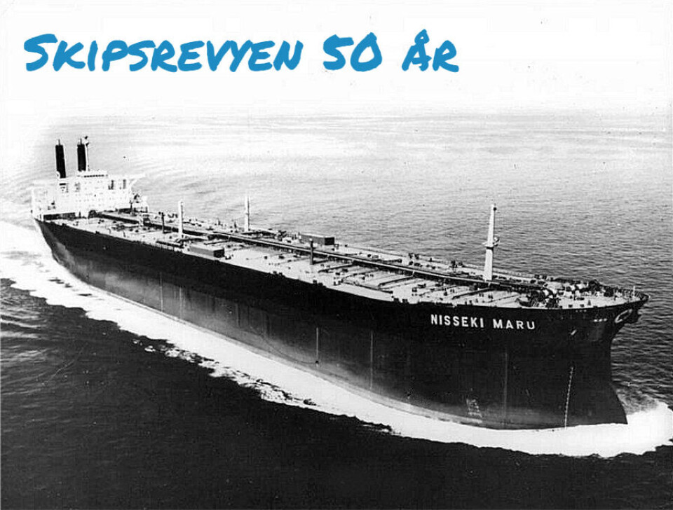 «Nisseki Maru» var verdens størst tankskip da det ble bygget i 1971 og omtalt i Skipsrevyen. Skipet ble hugget i 1985. Foto: Tokyo Tanker KK