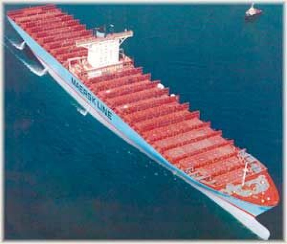 Verdens største containerskip - enn så lenge. Foto : dreggen.com