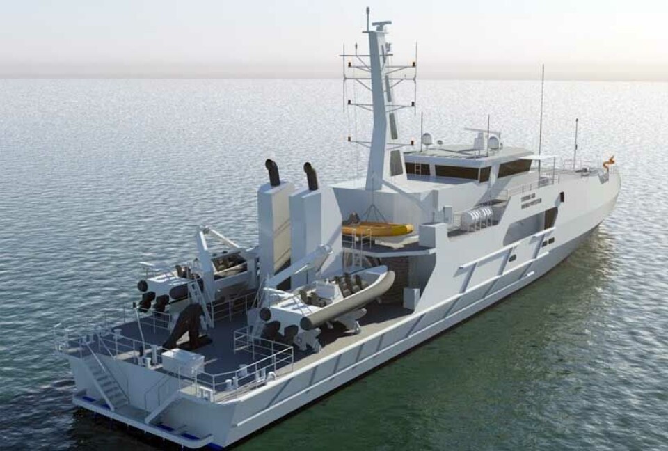 Austal 58.1 m Cape-class patrol boat with Vestdavit PLAR-6500 davits. Image courtesy Austal.