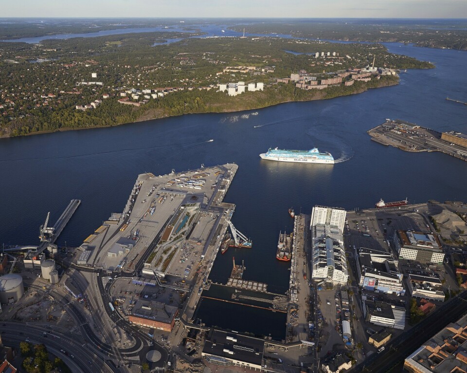 Fergetrrafikken er flyttet til den nye havnen. Foto: Stockholms Hamnar/Per-Erik Adamsson