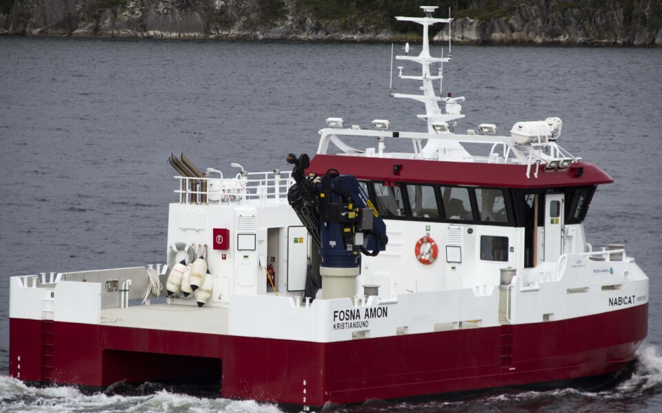 Nybygget Fosna Amon leies av Abyss Aqua AS gjennom Moen Ship Management AS. Foto: Moen Marin AS