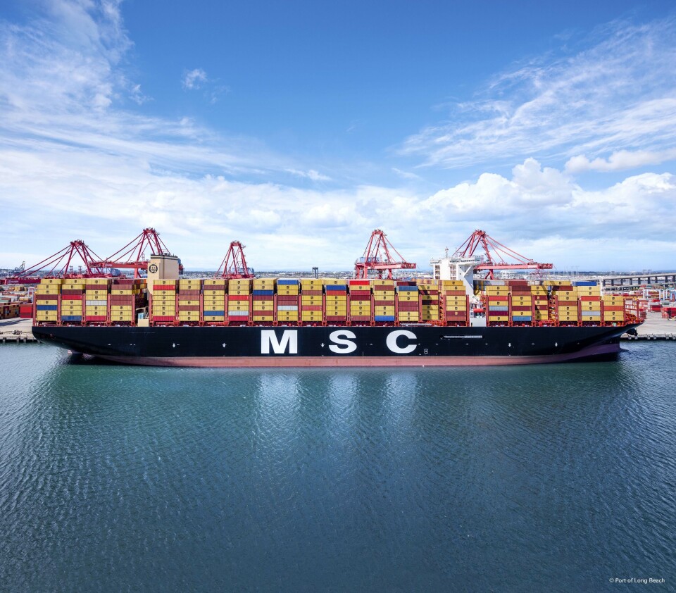 «MSC Mia» fotografert ved Long Beach i USA Foto: Nick Souza/MSC «MSC Mia» fotografert ved Long Beach i USA Foto: Nick Souza/MSC